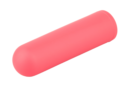 mini vibratore rosa vista dalla punta arrotondata