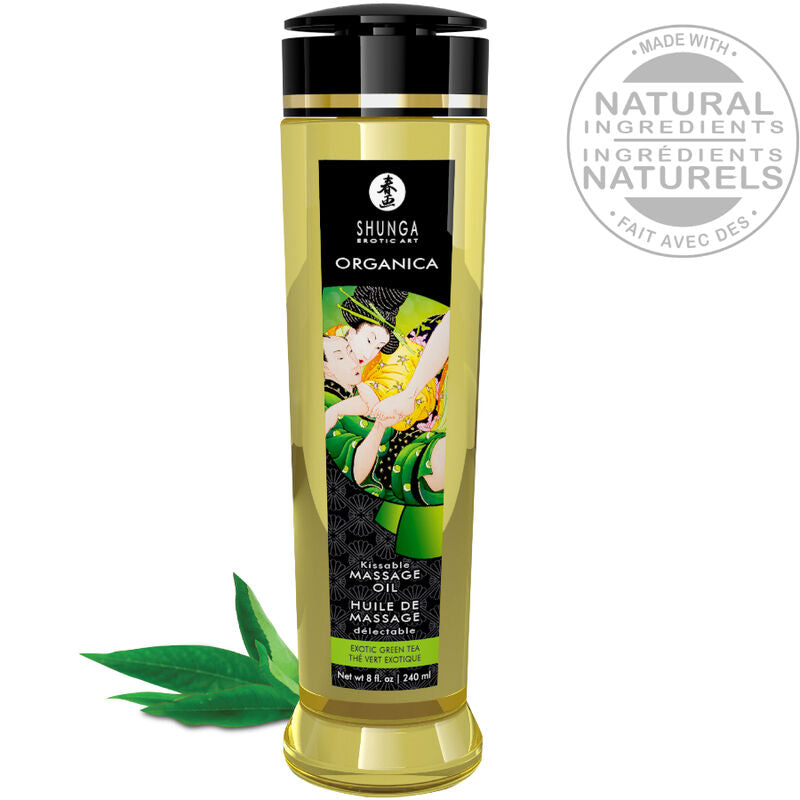 Olio da massaggio biologico al the verde Shunga 240ml