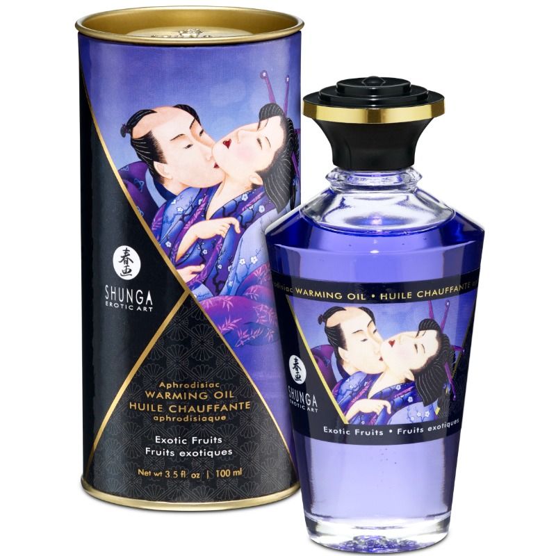 Olio da massaggio Shunga al gusto frutti esotici  confezione viola da  100 ml