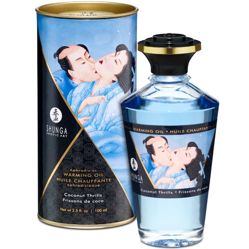 Olio da massaggio Shunga al gusto cocco  confezione azzurra da  100 ml