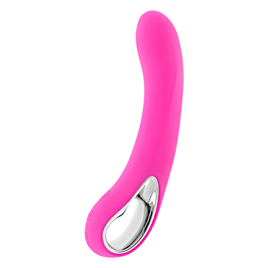 Vibratore interno fucsia con impugnature color metallo 